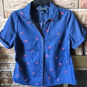 Karen Scott Button down Chambray top